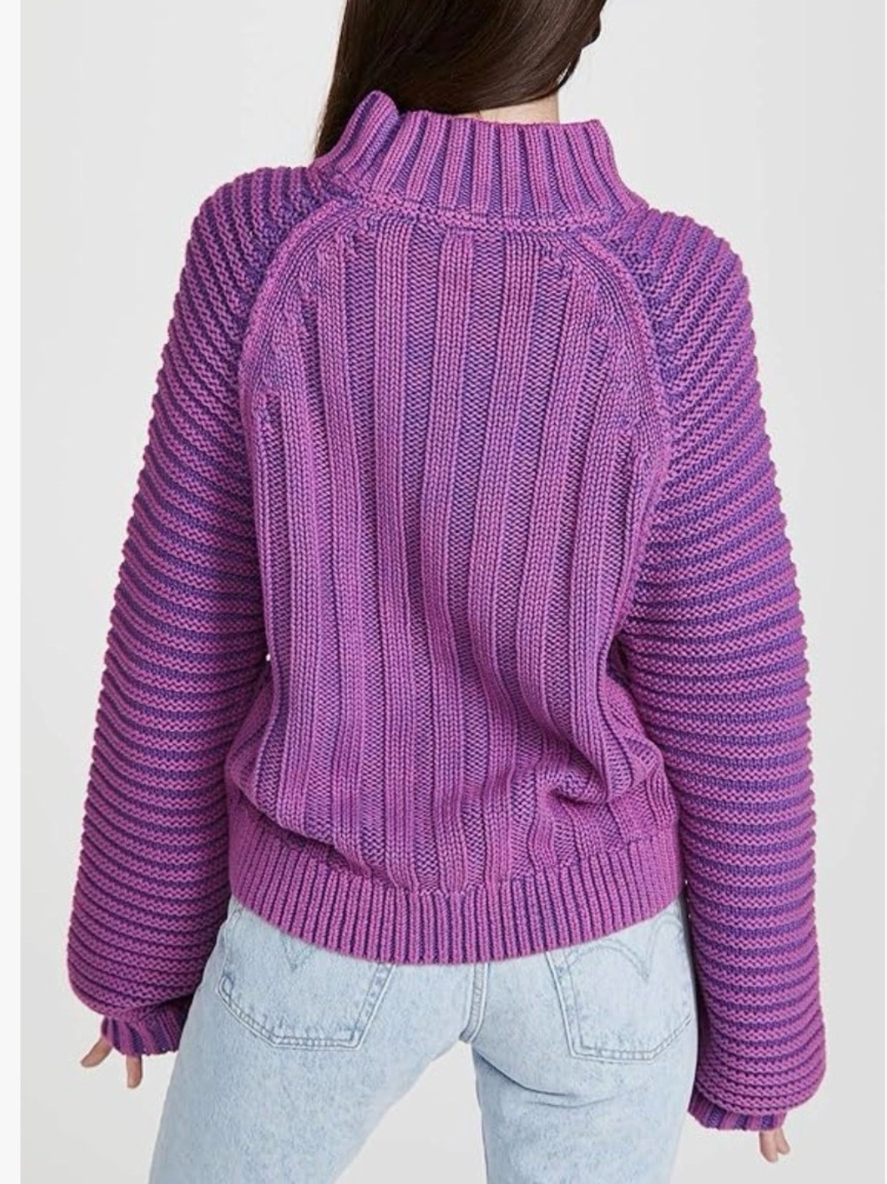 Free People Purple Sweetheart Mock Neck Sweater - L - Picture 7 of 7